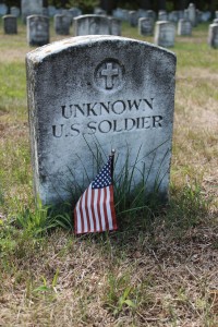 Headstone with flag