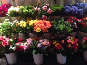 bins of flowers